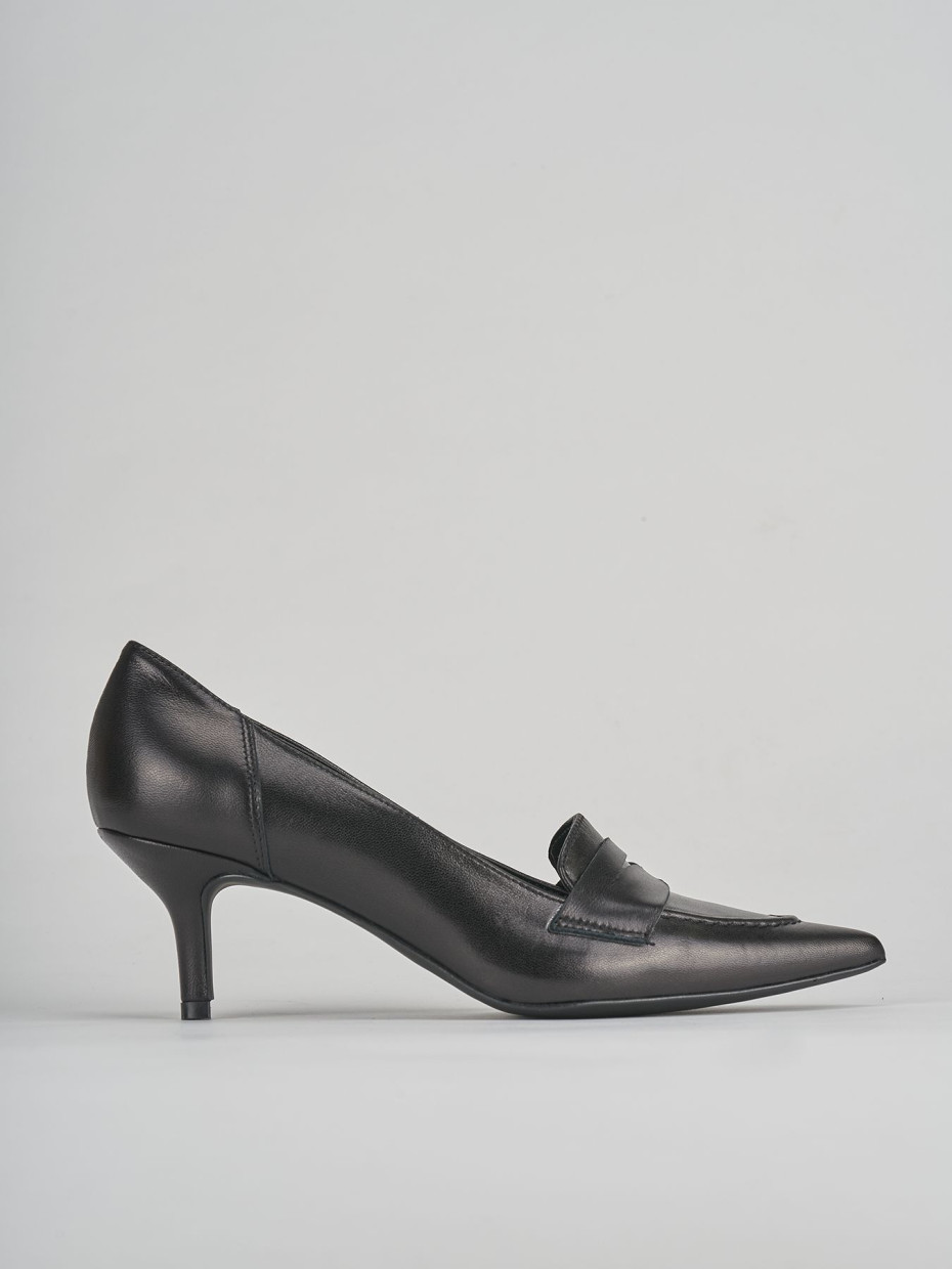 Décolleté e slingback tacco 7cm pelle nero