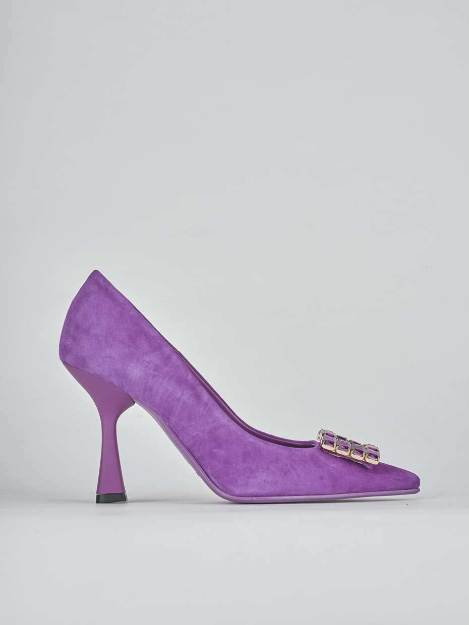 Décolleté e slingback tacco 9cm camoscio viola