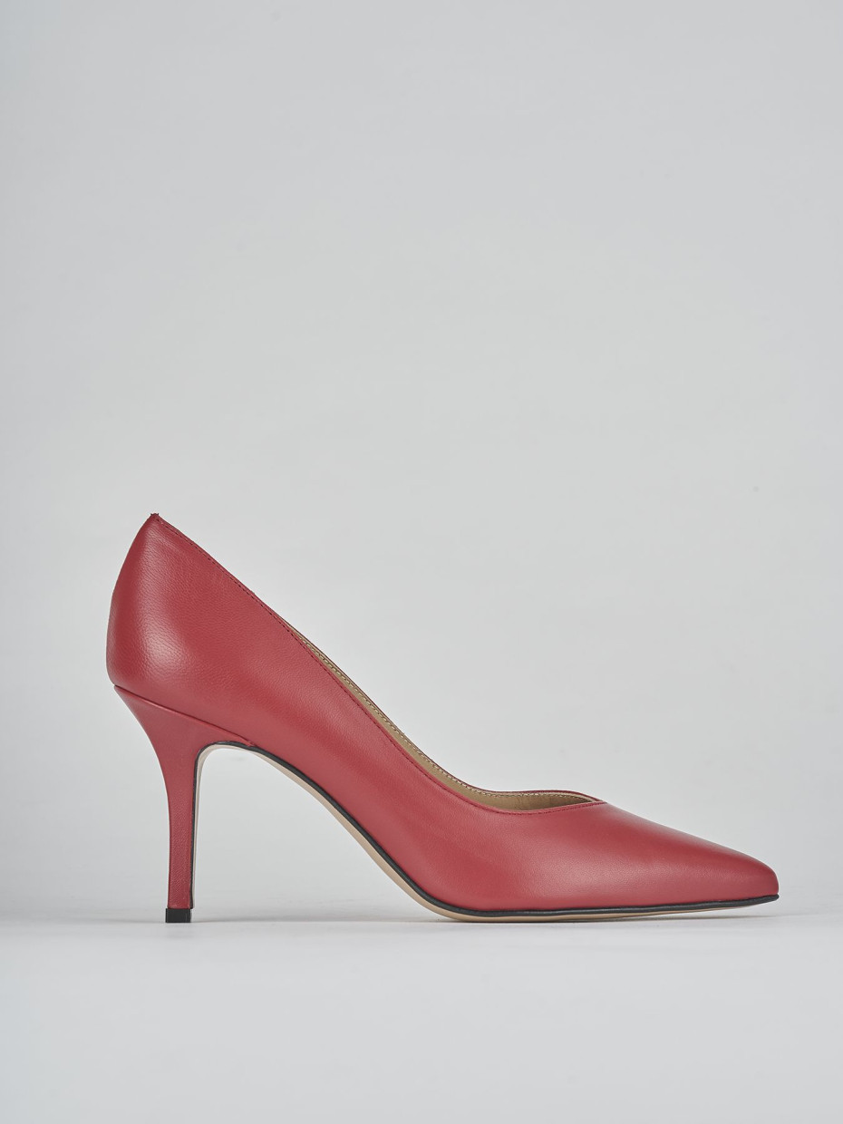 Décolleté e slingback tacco 7cm pelle rosso