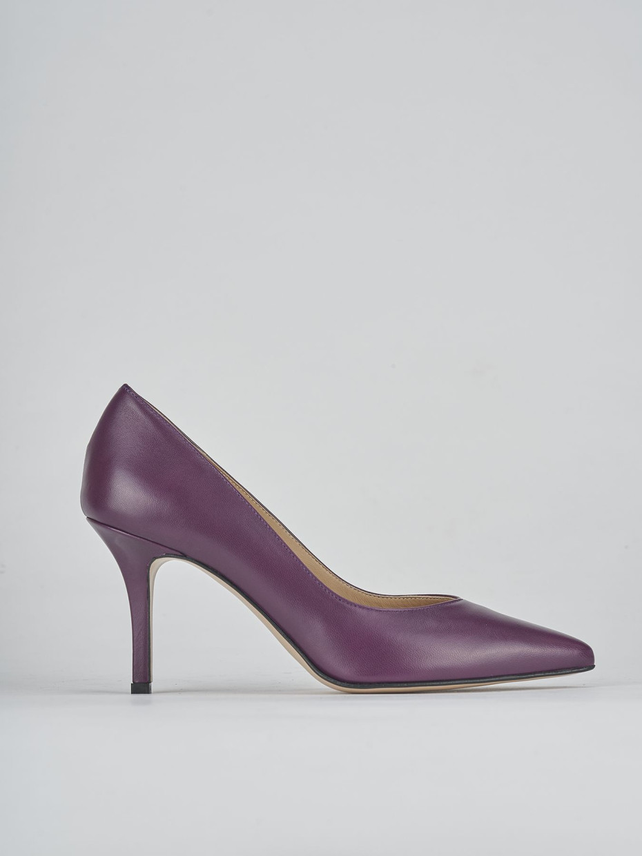 Décolleté e slingback tacco 7cm pelle viola