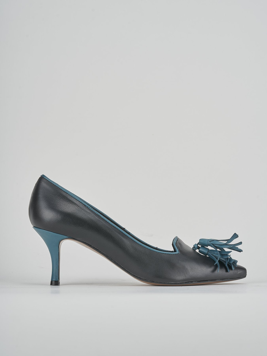 Décolleté e slingback tacco 5cm pelle nero