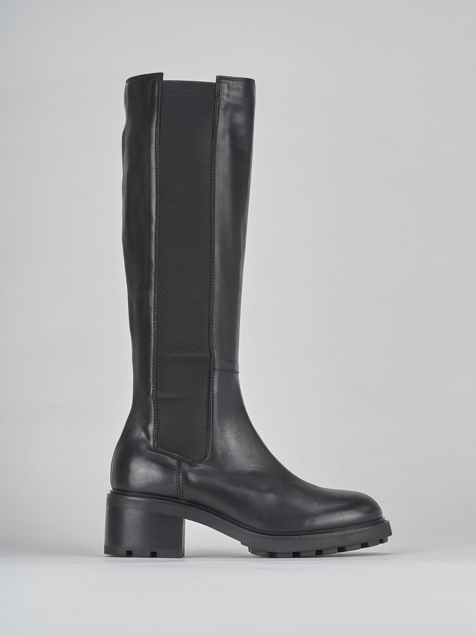 High heel boots heel 6 cm black leather