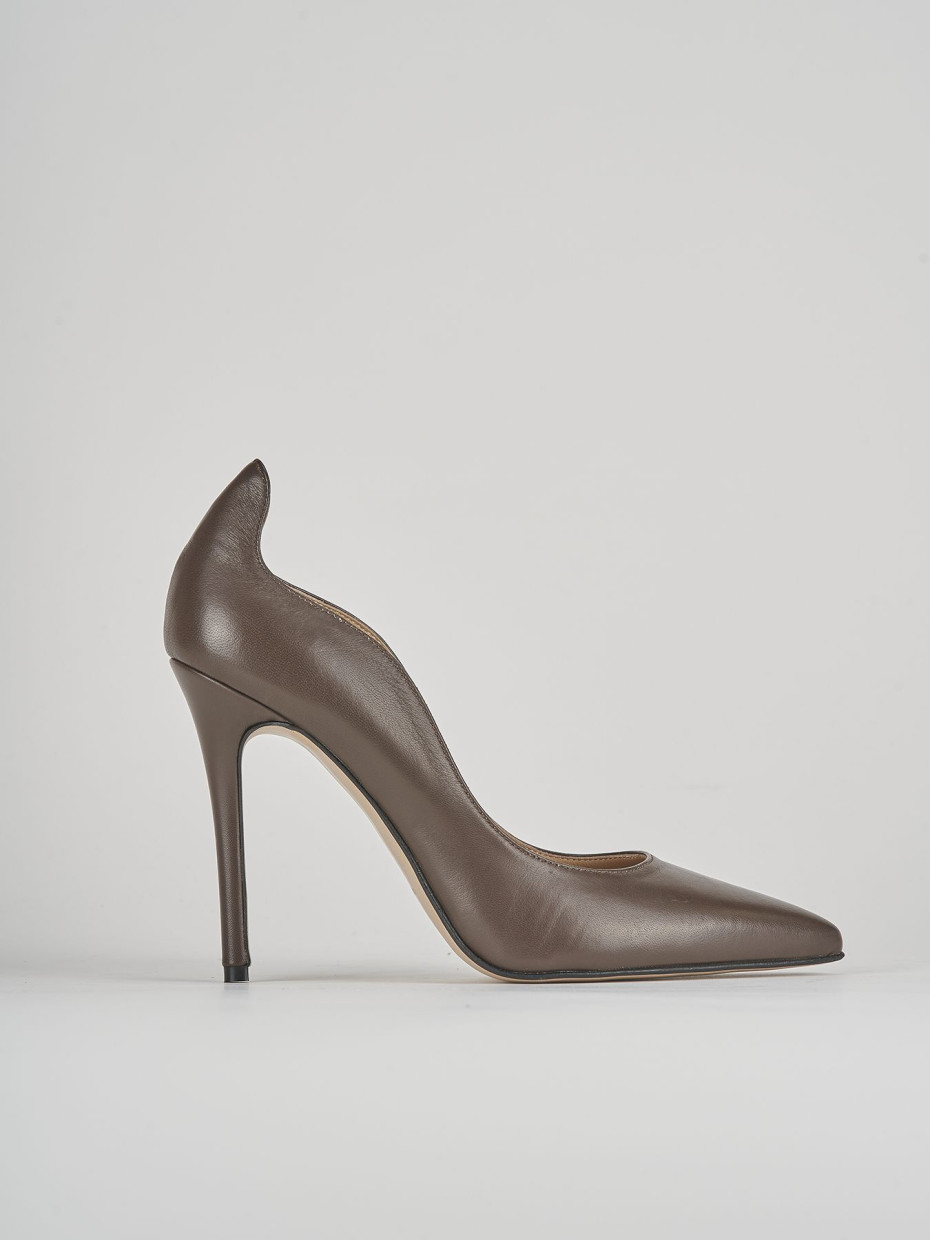 Décolleté e slingback tacco 11cm pelle marrone