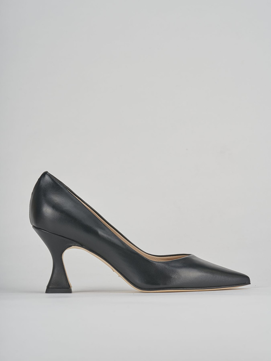 Décolleté e slingback tacco 7cm pelle nero