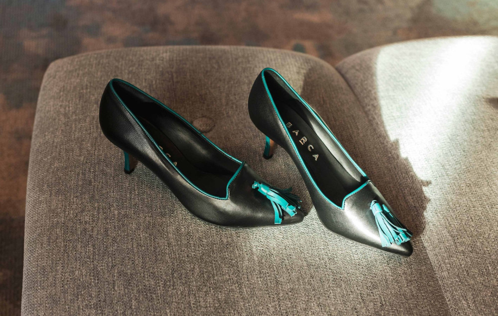 Décolleté e slingback tacco 5cm pelle nero