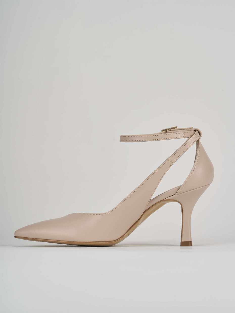 Pumps heel 7 cm beige leather