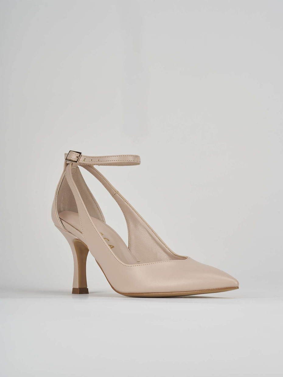 Pumps heel 7 cm beige leather