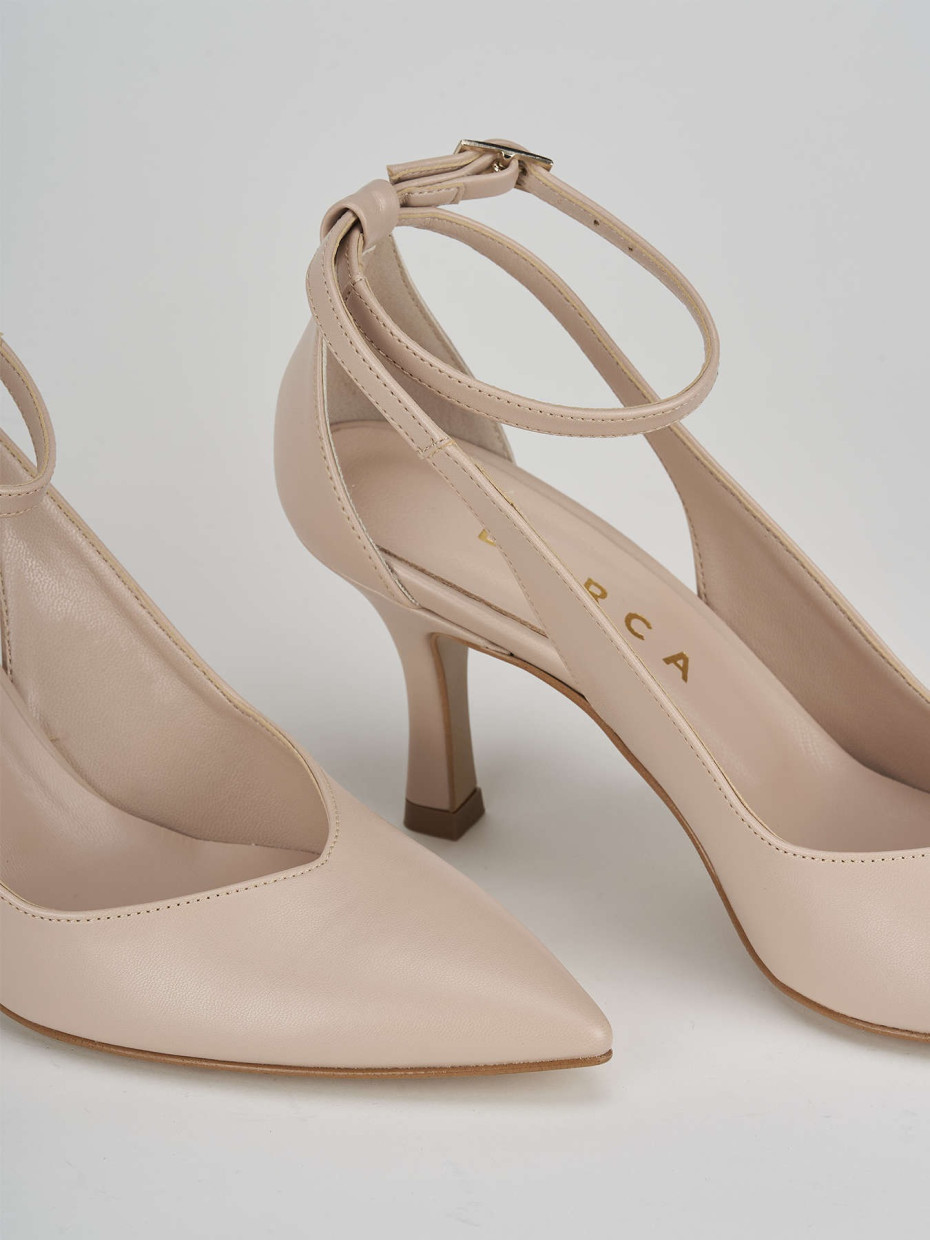 Pumps heel 7 cm beige leather