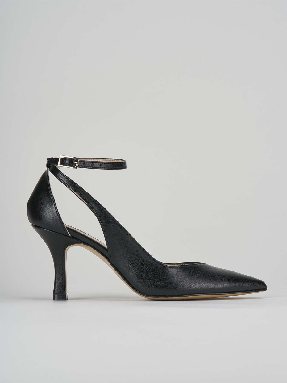 Décolleté e slingback tacco 7cm pelle nero