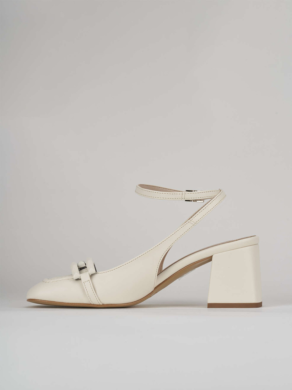 Pumps heel 6 cm white leather