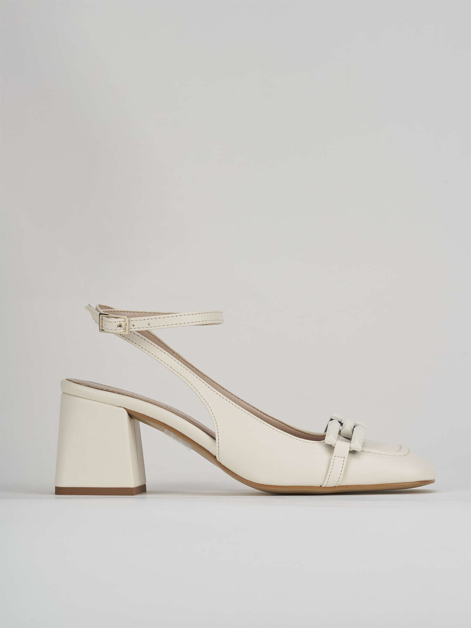 Slingback decolte tacco 6 cm  bianco pelle