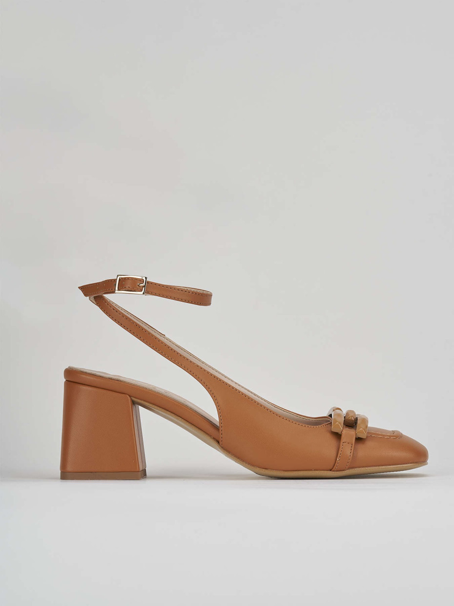 Pumps heel 6 cm brown leather