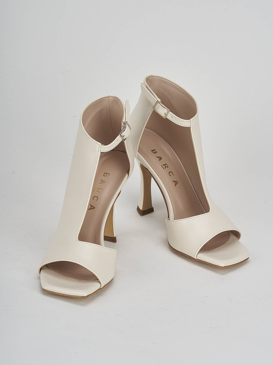 High heel sandals heel 8 cm white leather