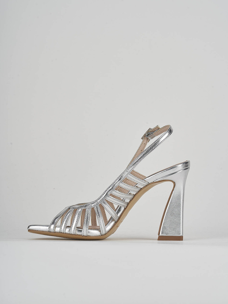 High heel sandals heel 9 cm silver laminated