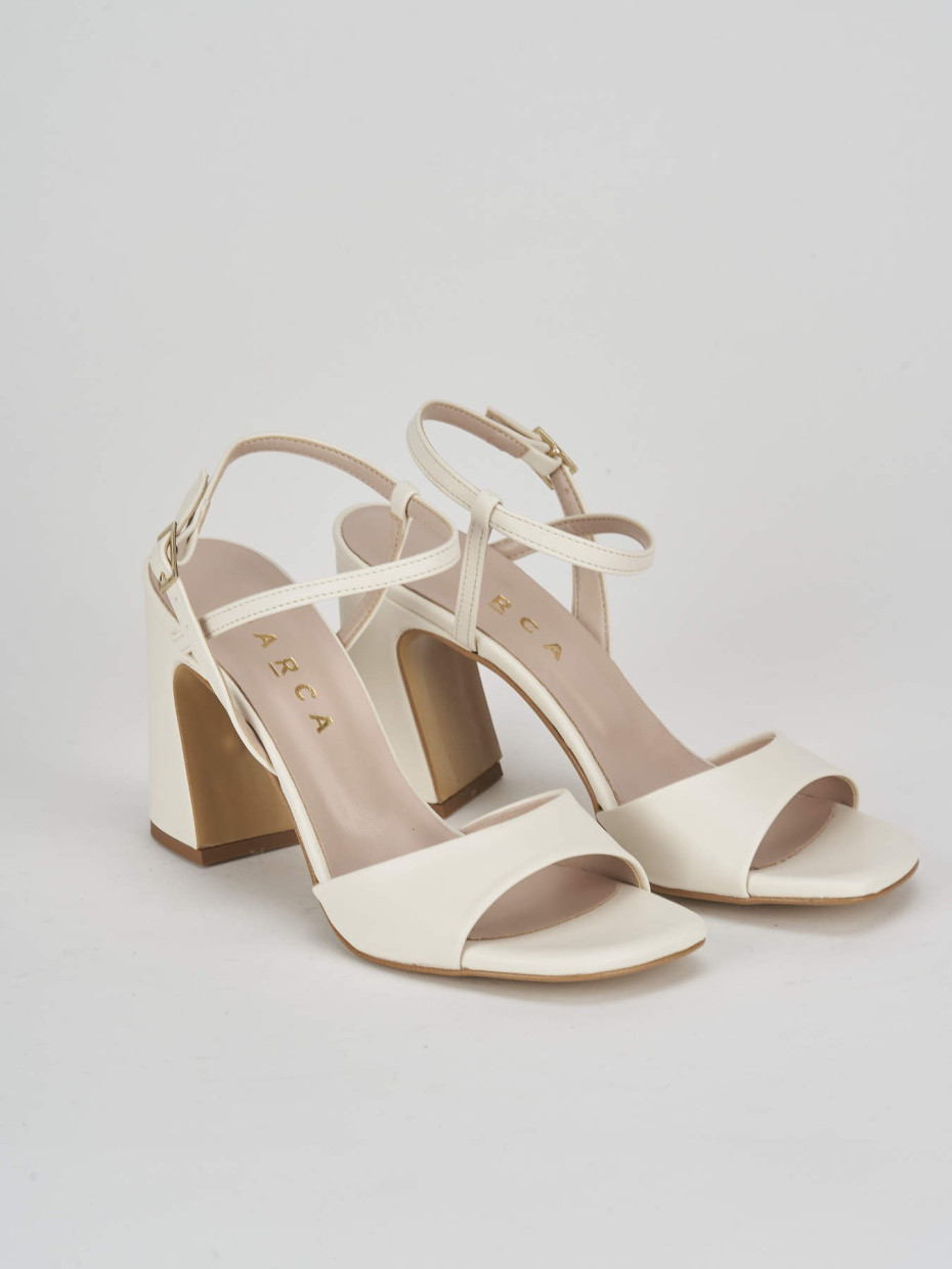 High heel sandals heel 7 cm white leather