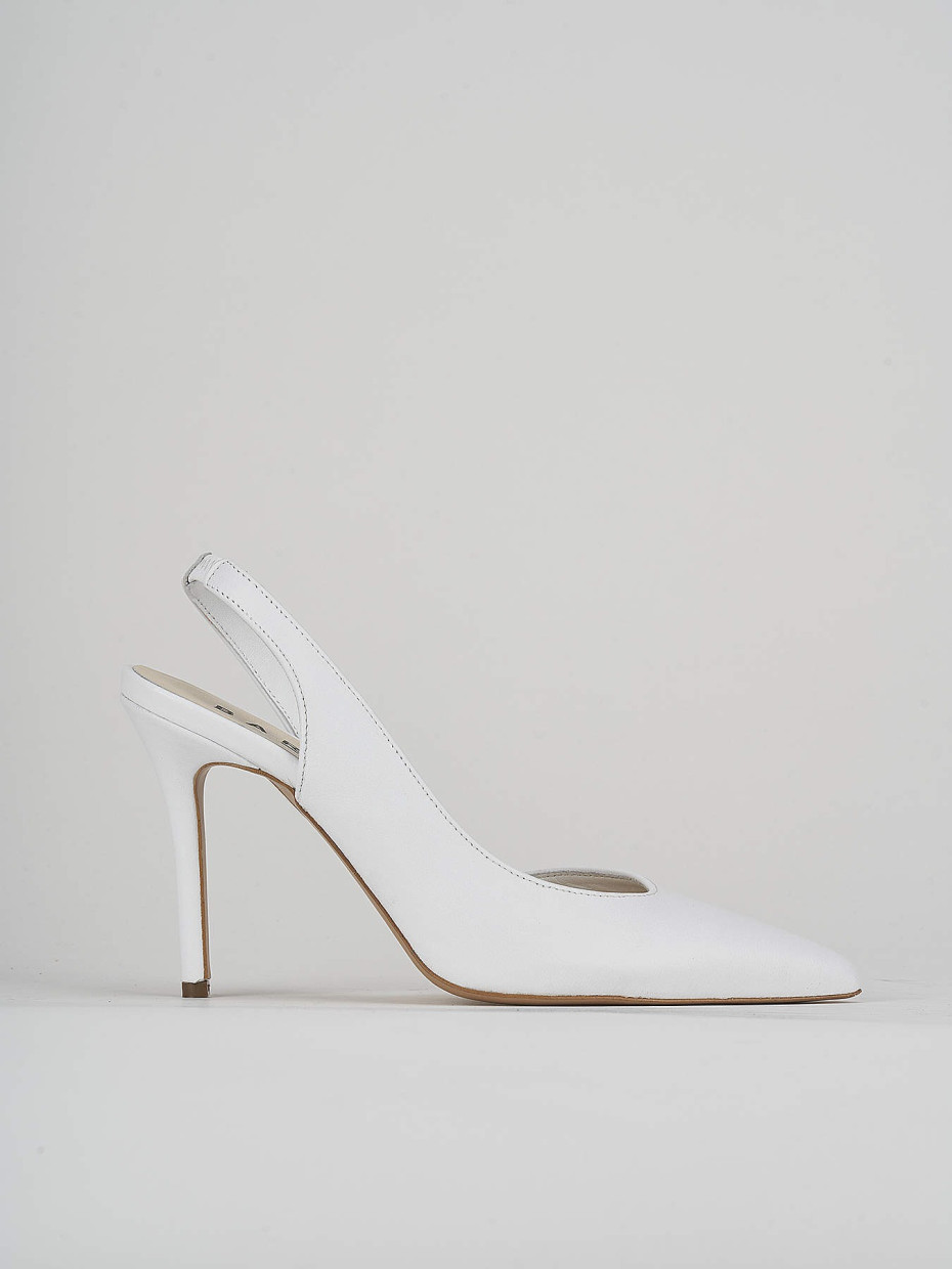 Slingback decoltè tacco 9 cm bianco pelle