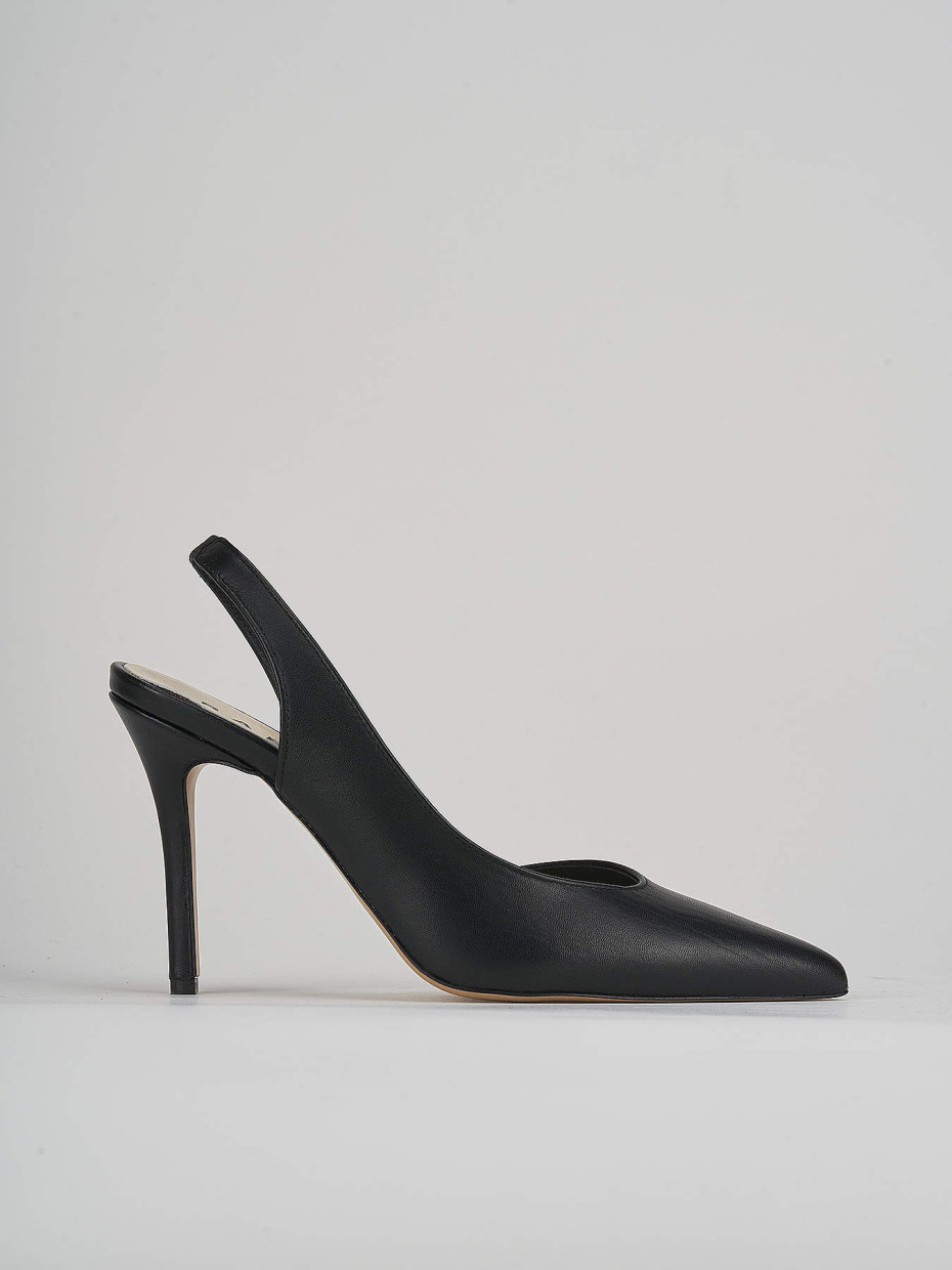 Slingback decoltè tacco 9 cm nero pelle