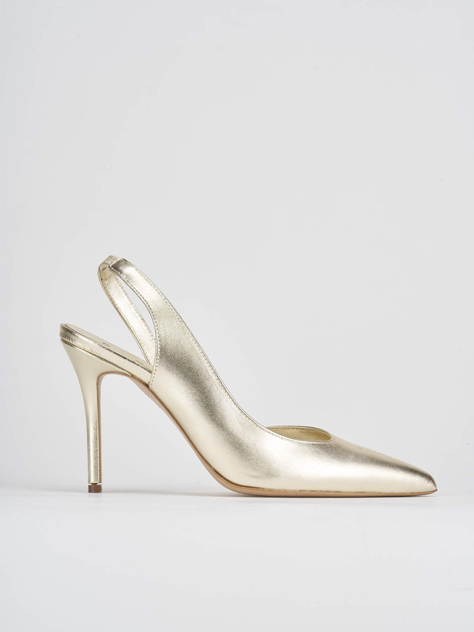 Slingback decoltè tacco 9 cm oro pelle