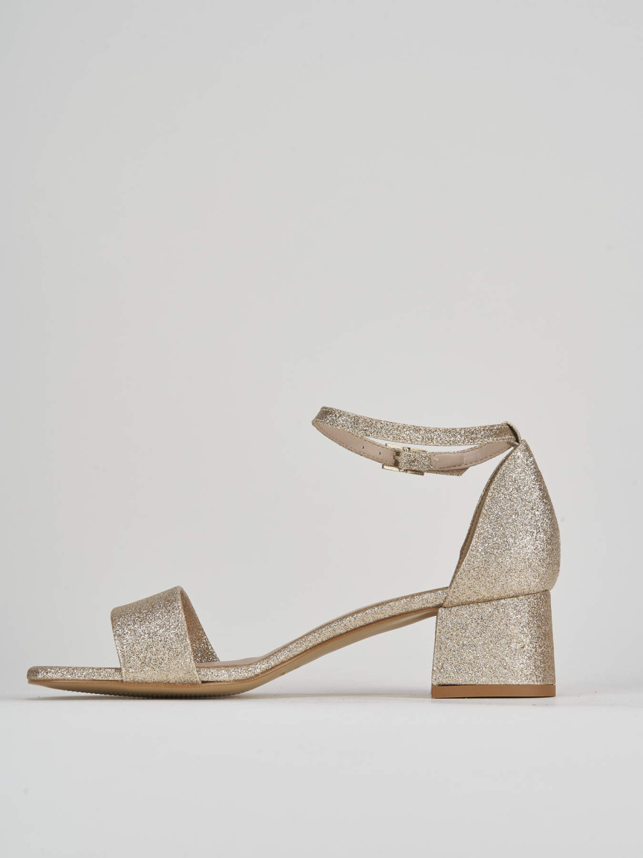 High heel sandals heel 5 cm beige glitter