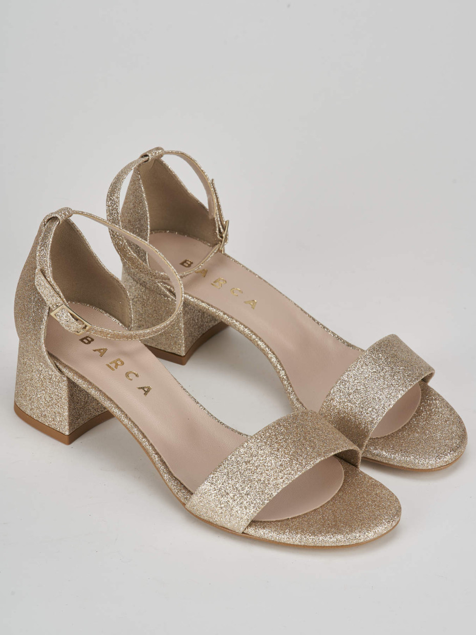 High heel sandals heel 5 cm beige glitter