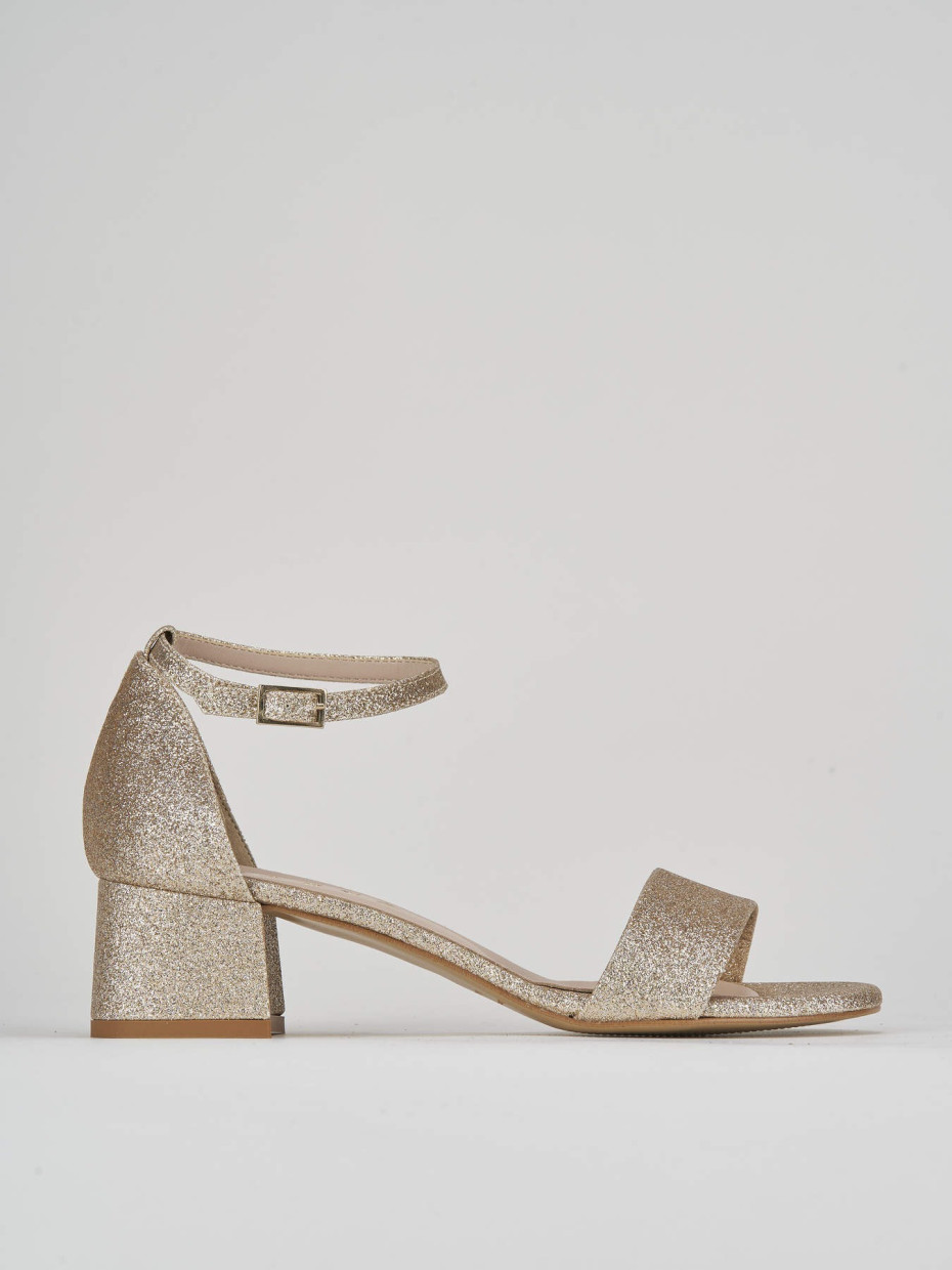 High heel sandals heel 5 cm beige glitter