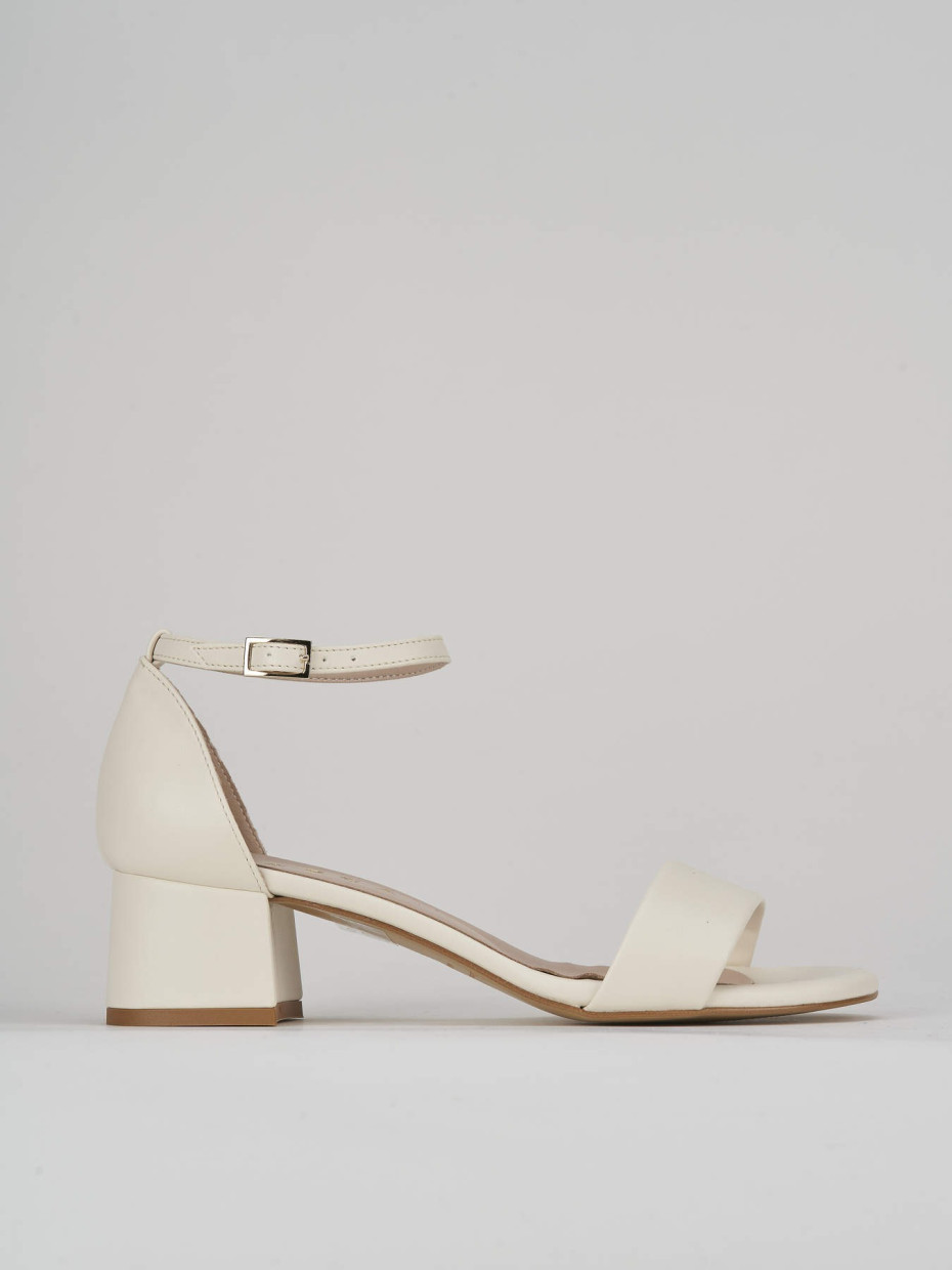 High heel sandals heel 5 cm white leather