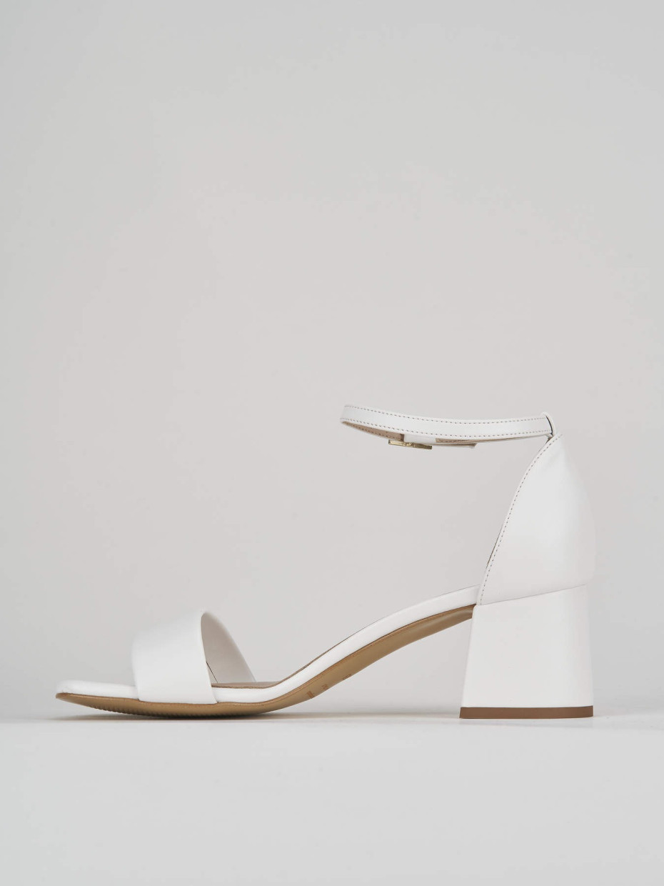 High heel sandals heel 6 cm white leather