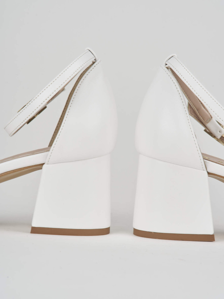 High heel sandals heel 6 cm white leather