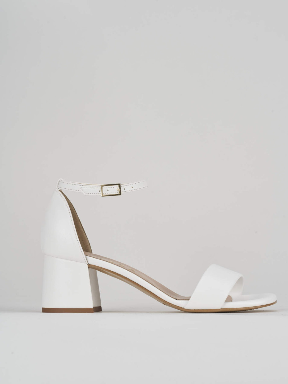 High heel sandals heel 6 cm white leather