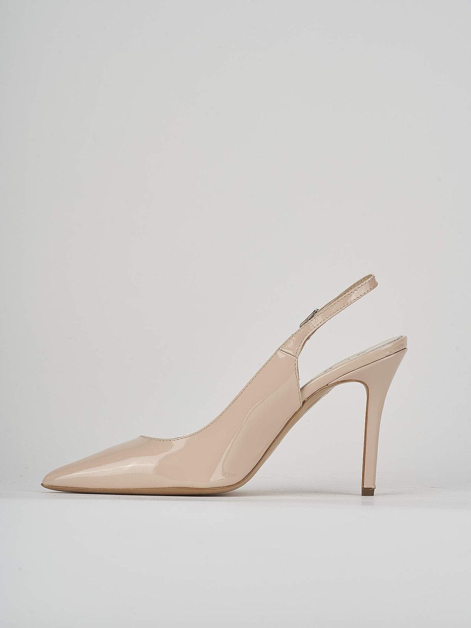 Slingback decoltè tacco 8 cm beige vernice