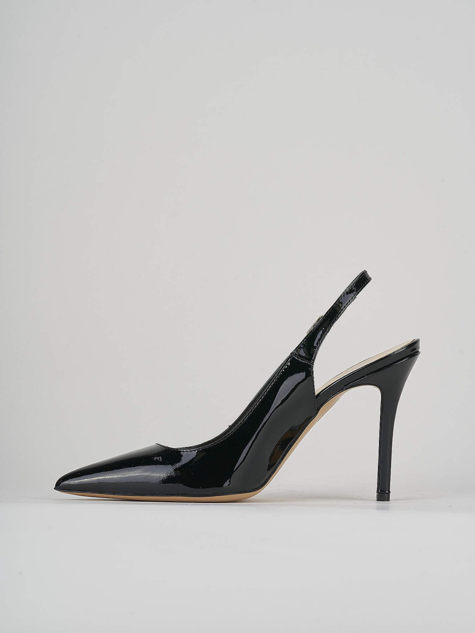 Slingback decoltè tacco 7 cm nero vernice