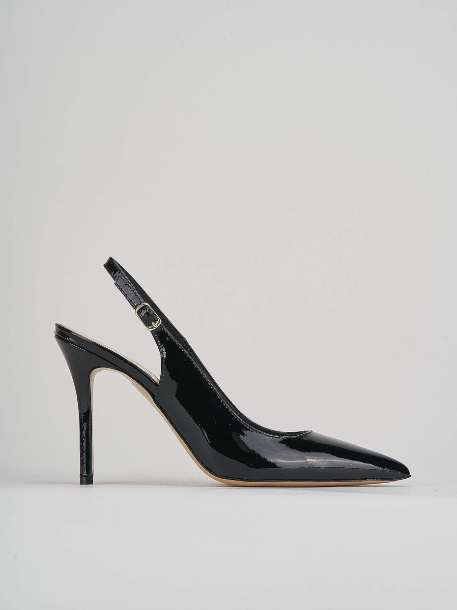 Slingback decoltè tacco 7 cm nero vernice