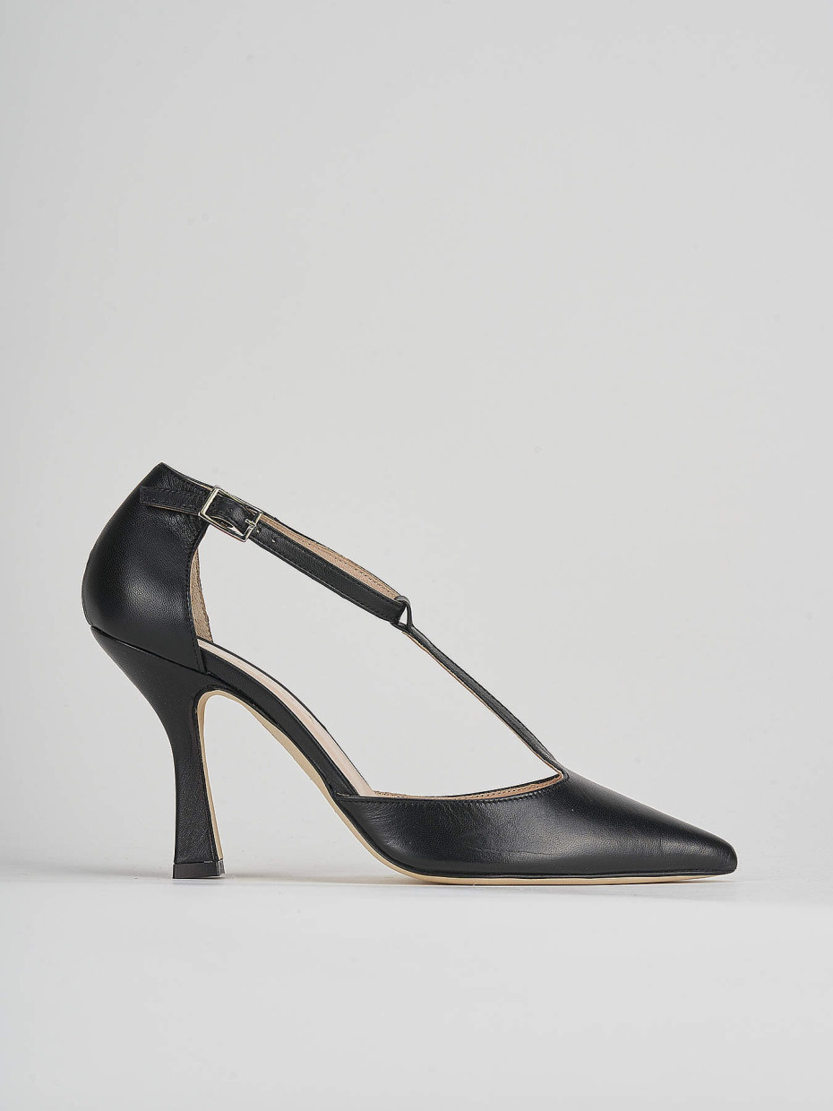 Décolleté e slingback tacco 7cm pelle nero