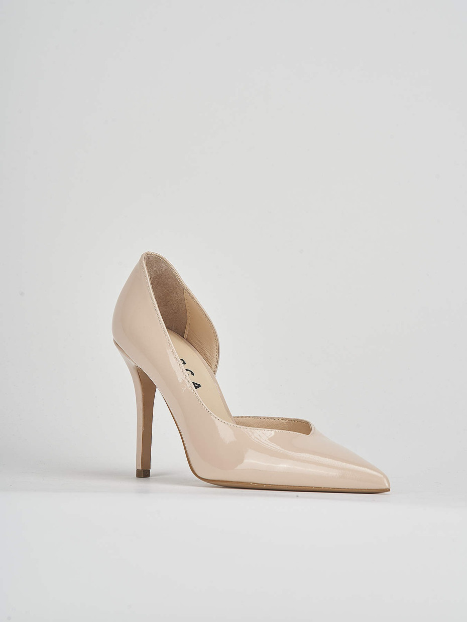 Pumps heel 9 cm beige patent