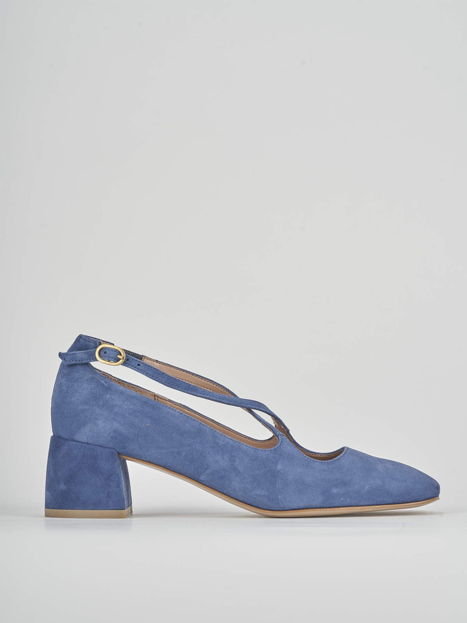 Pumps heel 5 cm blu suede