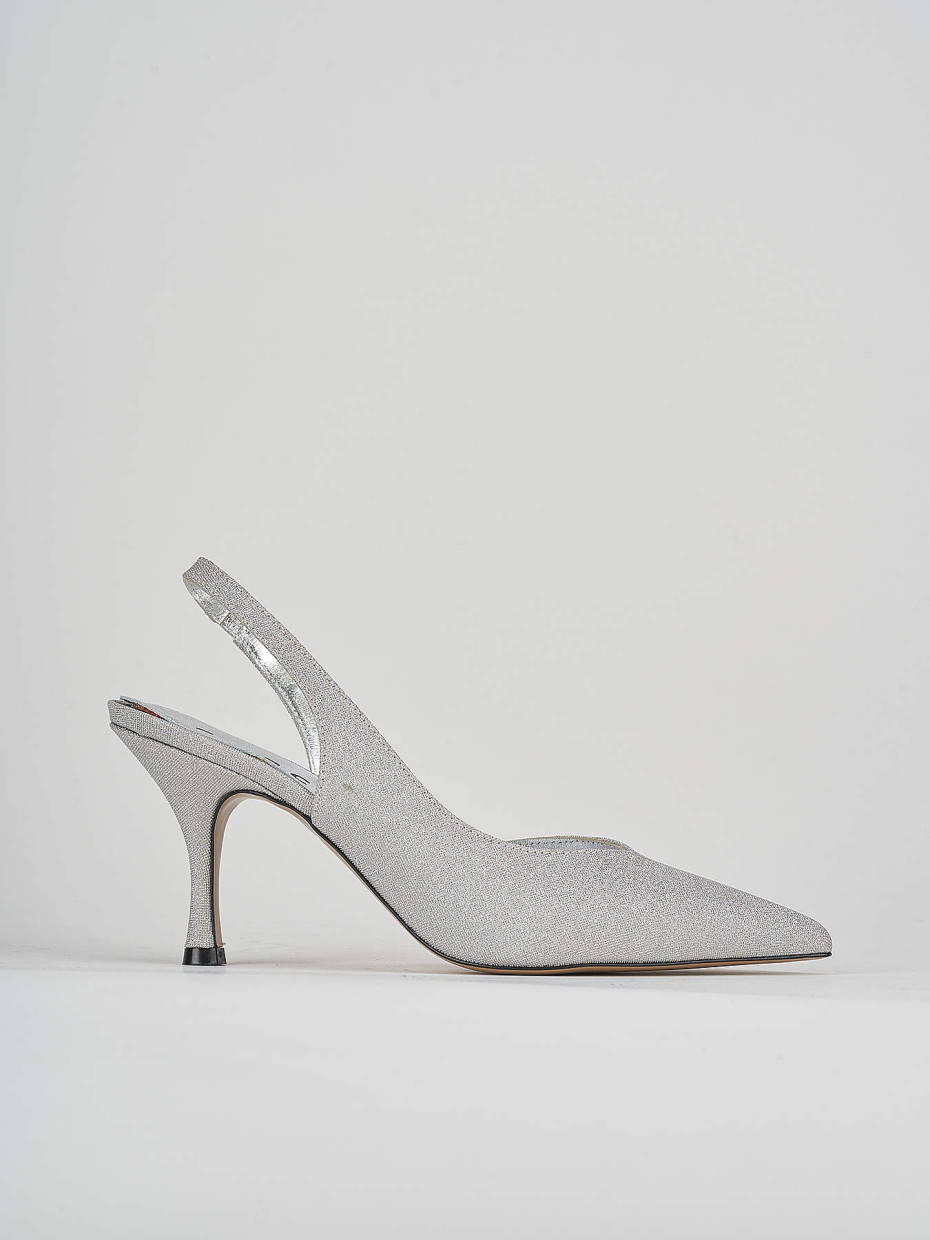 Décolleté e slingback tacco 7cm pelle argento