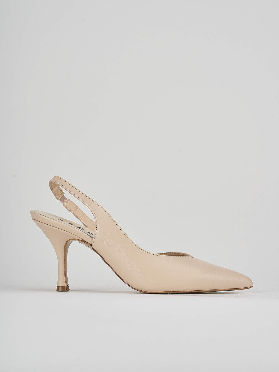 Décolleté e slingback tacco 7cm pelle beige