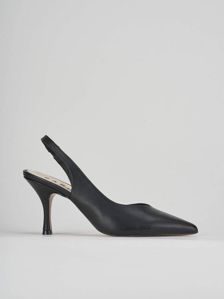 Décolleté e slingback tacco 7cm pelle nero