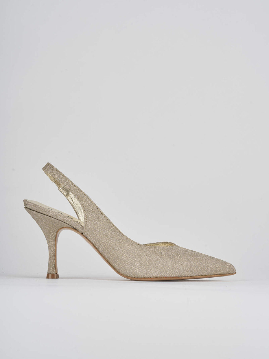 Décolleté e slingback tacco 7cm pelle oro