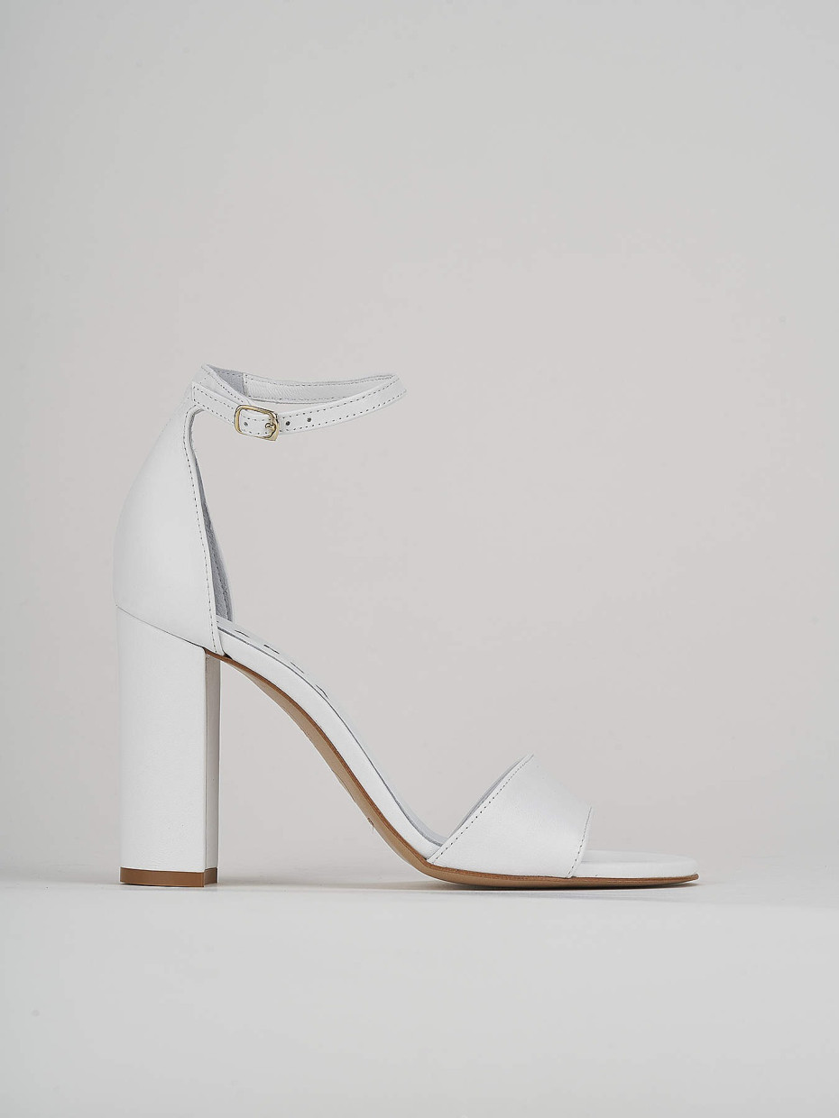 High heel sandals heel 8 cm white leather