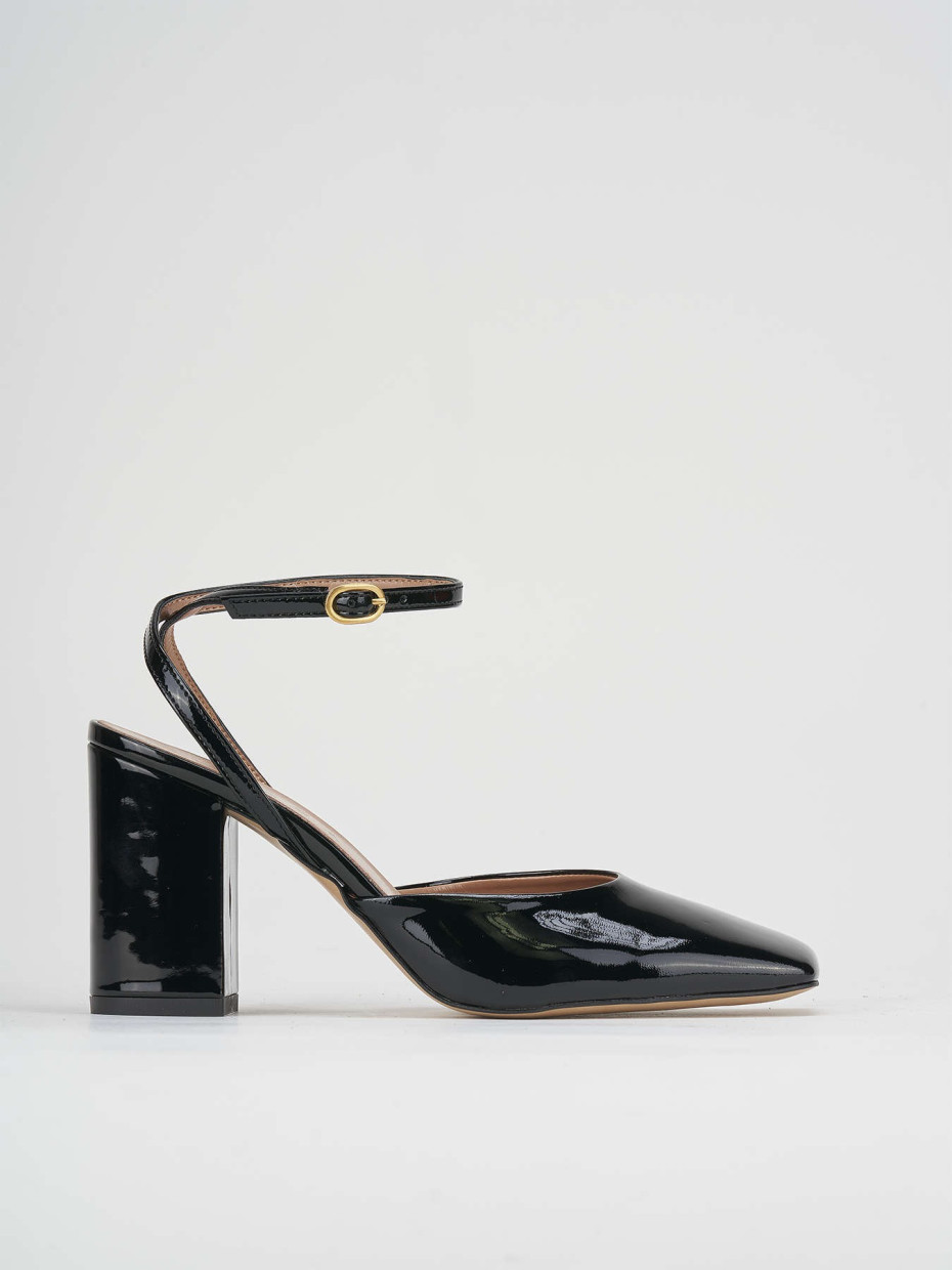 Slingback tacco 8 cm nero vernice