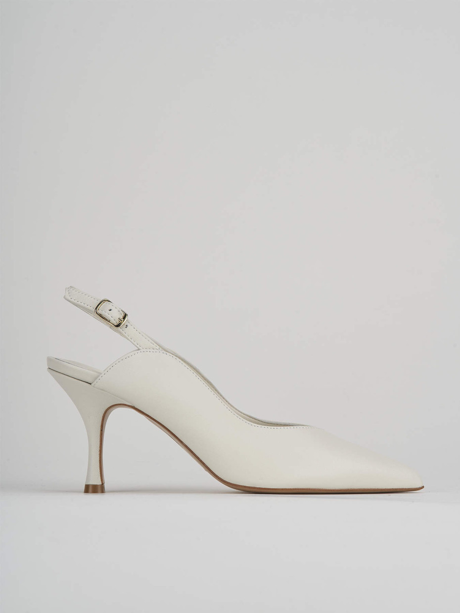 Slingback decoltè tacco 7 cm bianco pelle