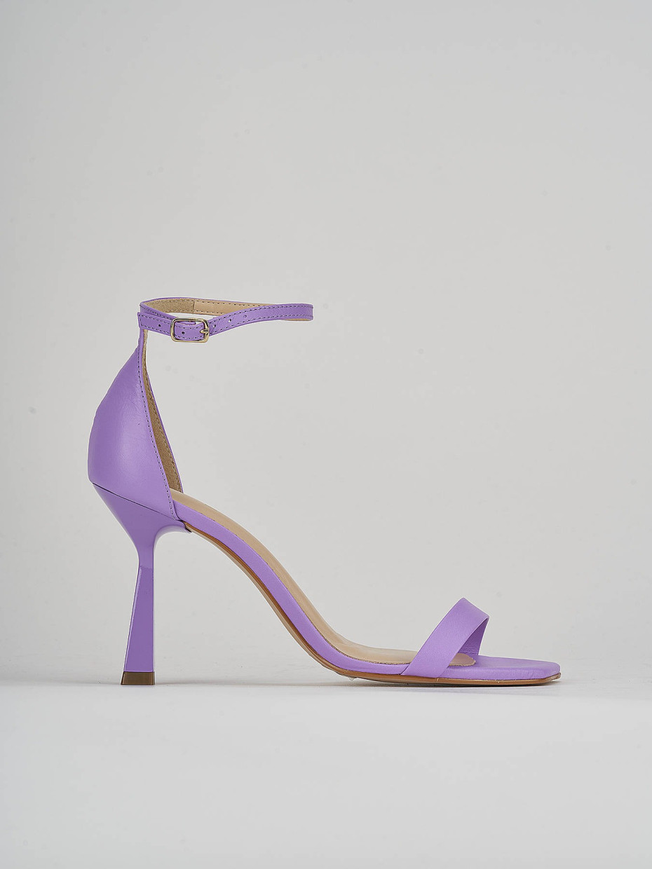 High heel sandals heel 9 cm violet leather