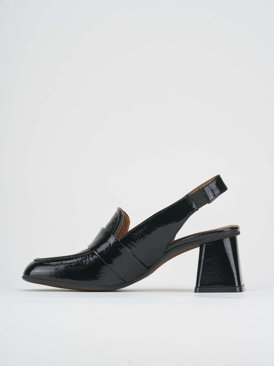 Décolleté e slingback tacco 6cm vernice nero