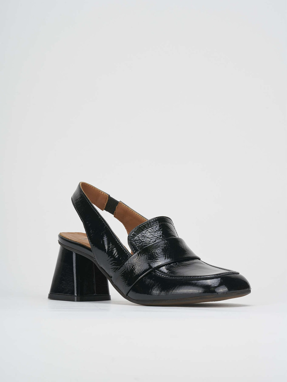 Décolleté e slingback tacco 6cm vernice nero