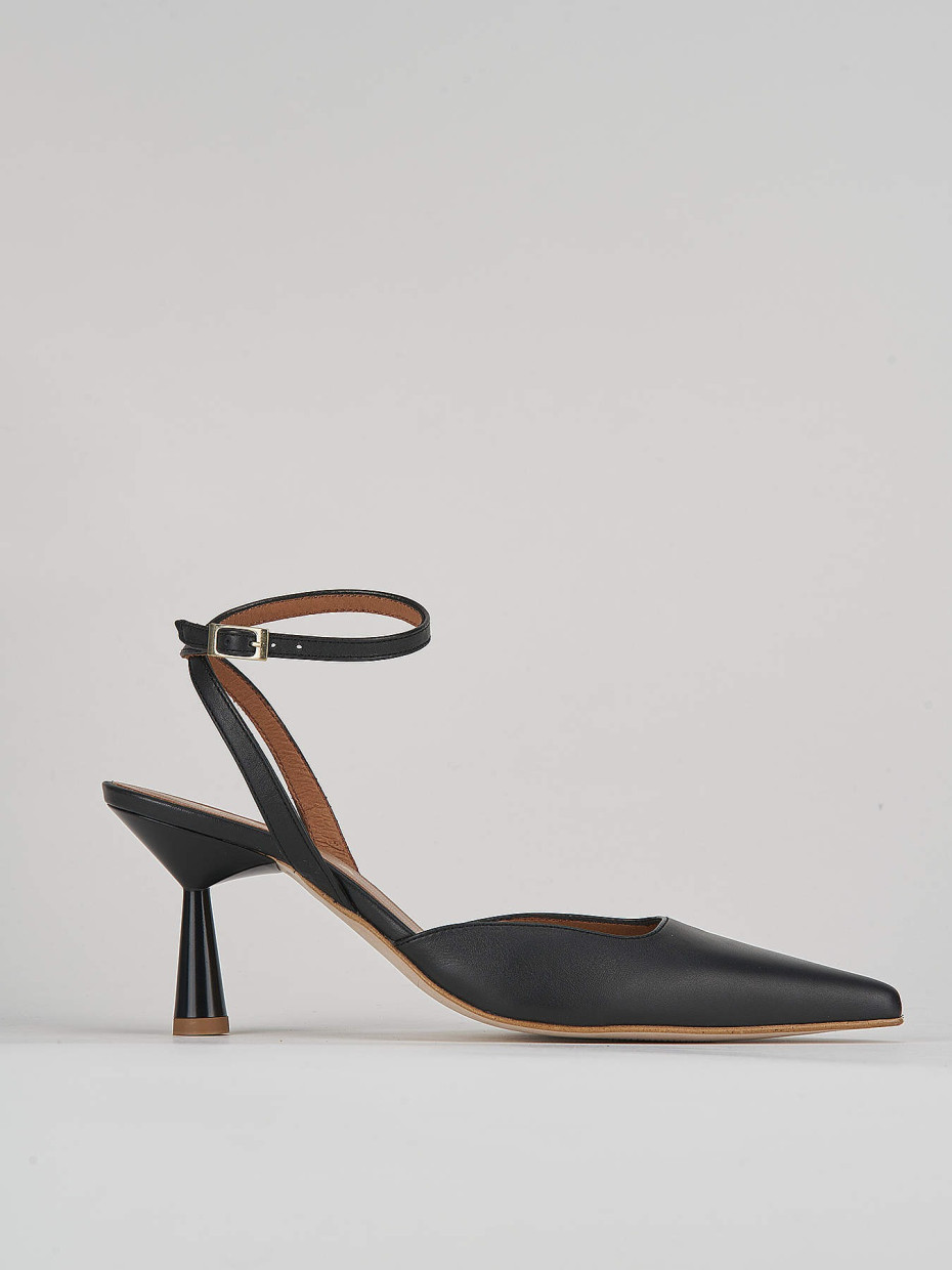 Décolleté e slingback tacco 7cm pelle nero