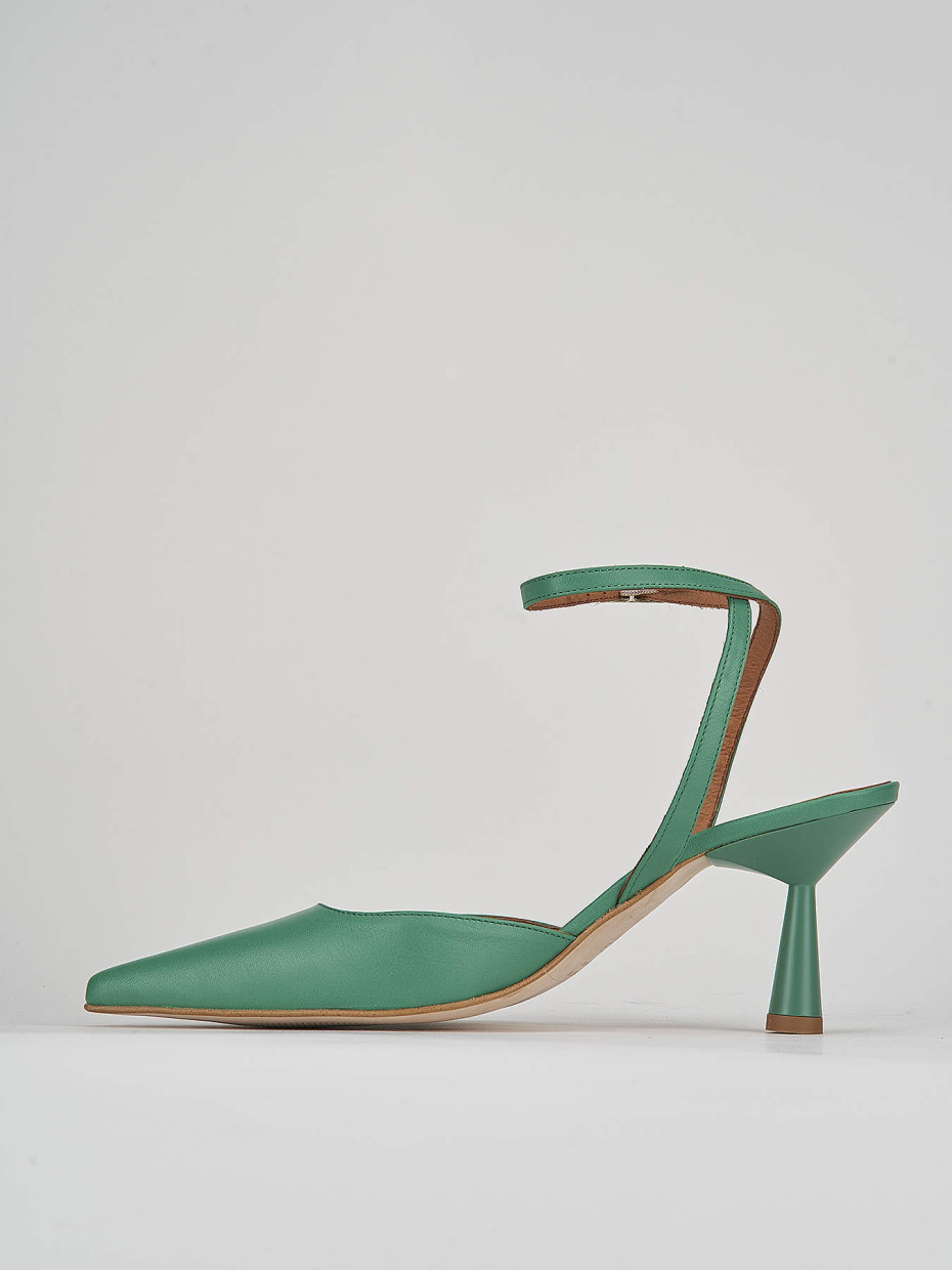 Pumps heel 7 cm green leather