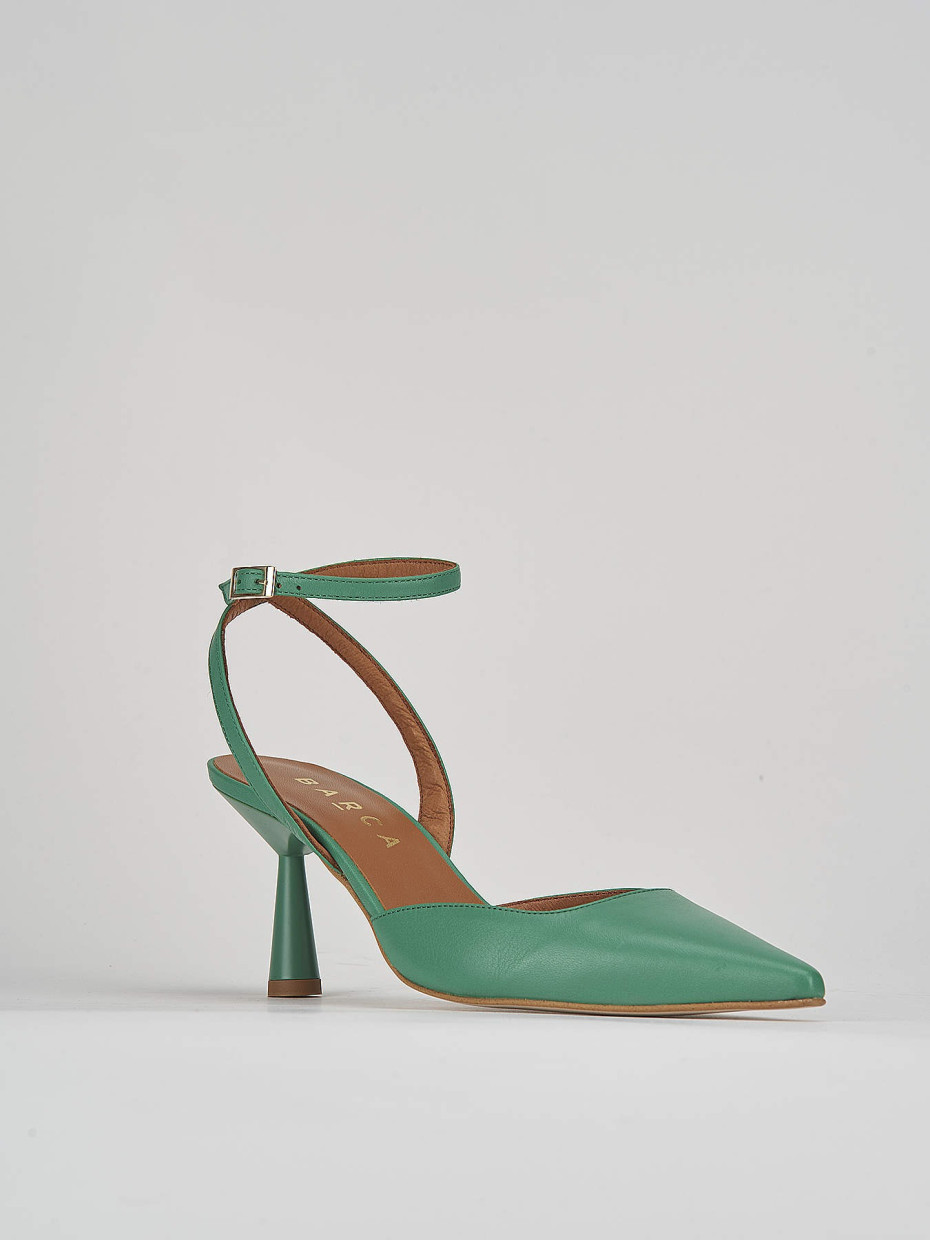 Pumps heel 7 cm green leather