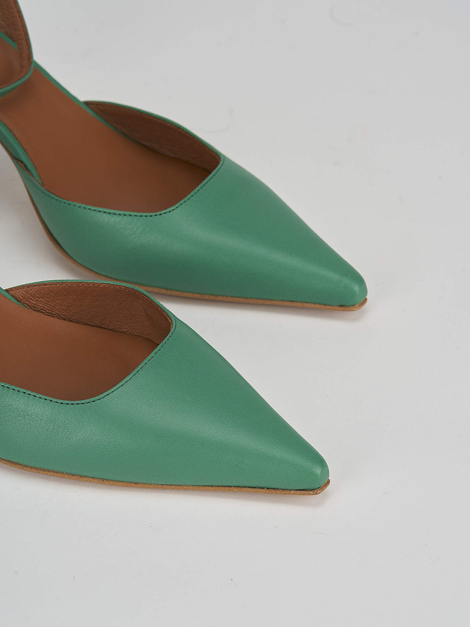 Pumps heel 7 cm green leather