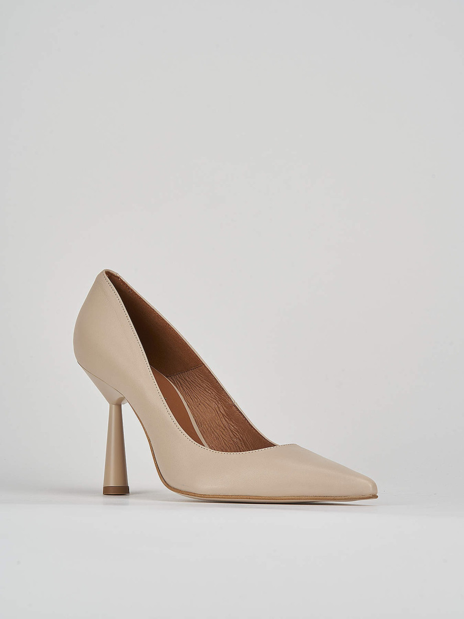 Décolleté e slingback tacco 9cm pelle beige